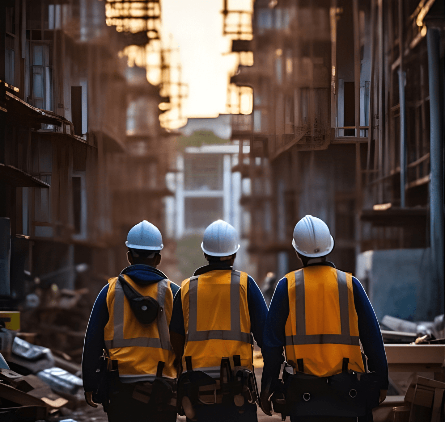 Engineers at construction site